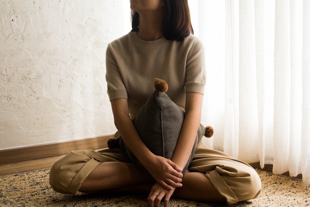 peaceful person relaxing at home